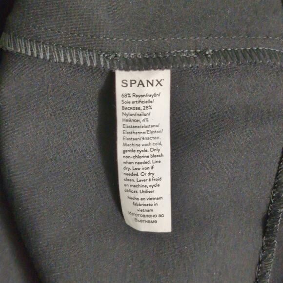 NWT Spanx Perfect Shift A-Line Dress Black Ponte Stretch 3/4 Sleeve Pockets L - Picture 8 of 12